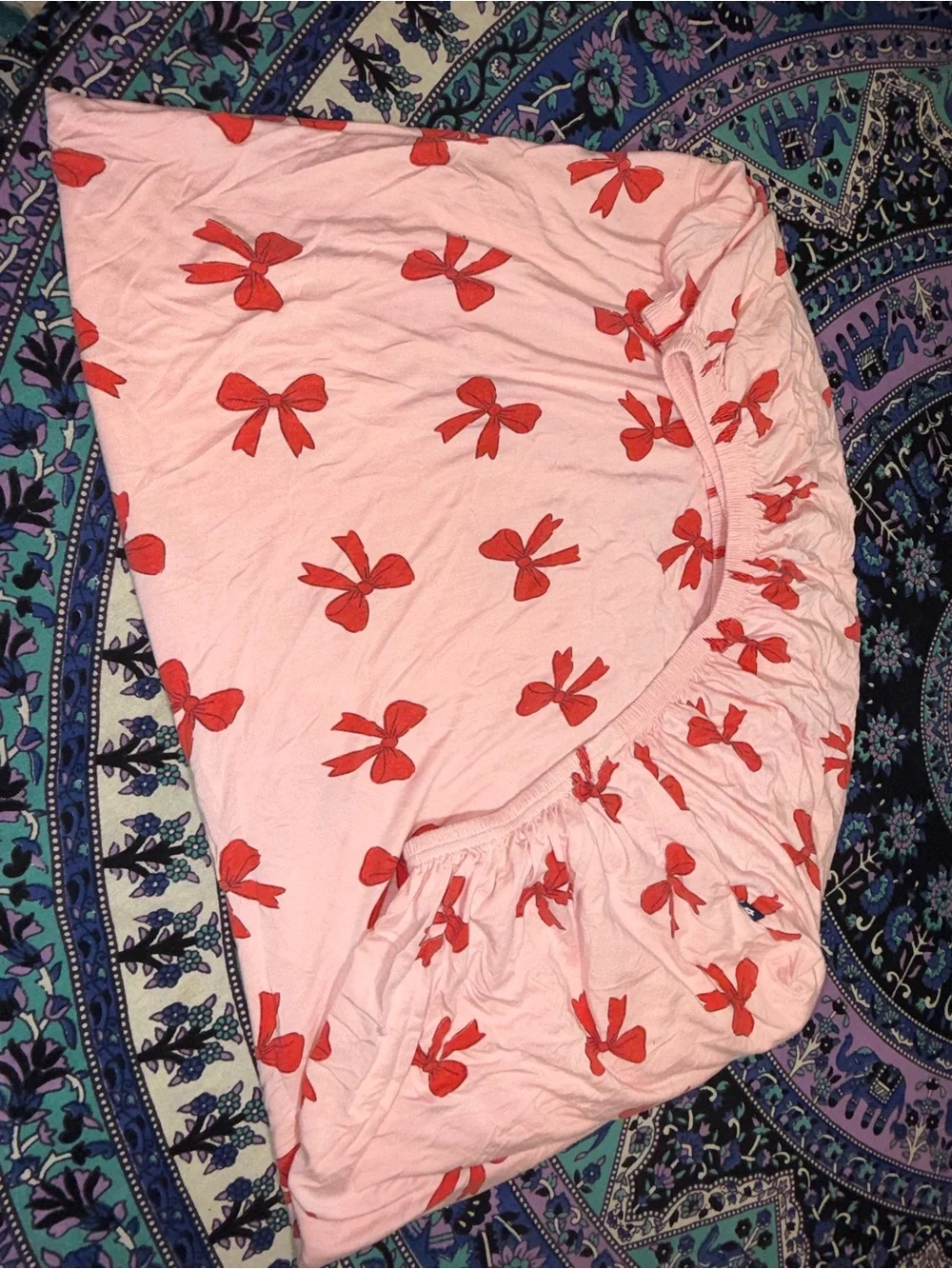 Pink Bow-Print Crib/Toddler Bedding FITTED Sheet ONLY